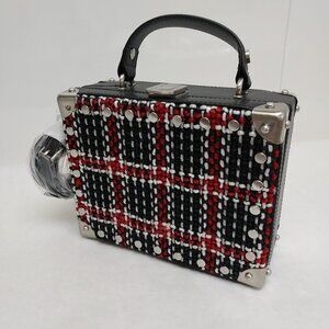 Sam Edelman Gracia Plaid Hardcase Crossbody Purse Woven Handbag Tweed Academia